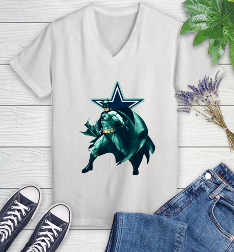 NFL Batman Football Sports Dallas Cowboys Women's V-Neck T-Shirt