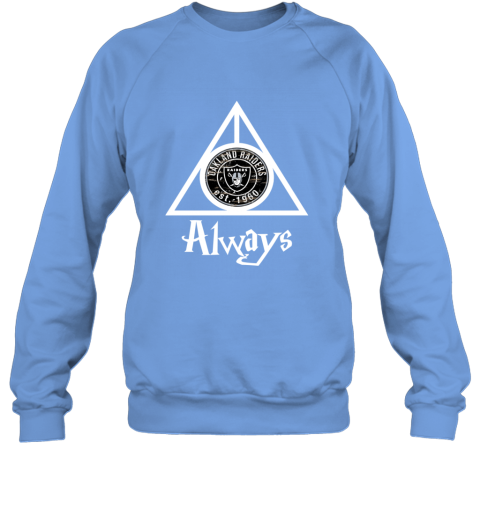 Always Love The Oakland Raiders x Harry Potter Mashup NFL qk4i always love the oakland raiders x harry potter mas sweatshirt 35 front carolina blue