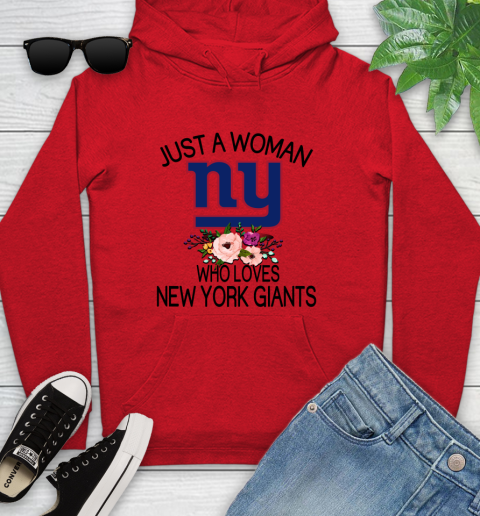 NFL Just A Woman Who Loves New York Giants Football Sports Youth Hoodie 7