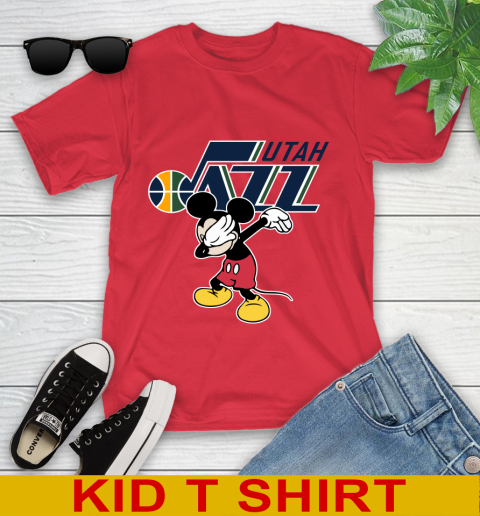 Utah Jazz NBA Basketball Dabbing Mickey Disney Sports Youth T-Shirt 10