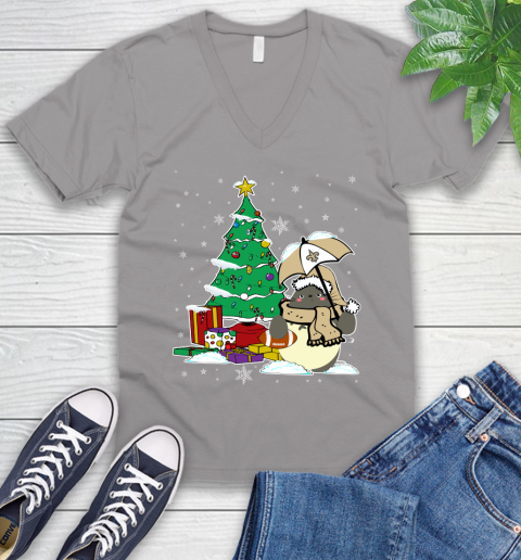 New Orleans Saints NFL Football Cute Tonari No Totoro Christmas Sports V-Neck T-Shirt 3