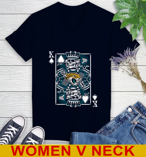Jacksonville Jaguars NFL Football The King Of Spades Death Cards Shirt Women's V-Neck T-Shirt 2