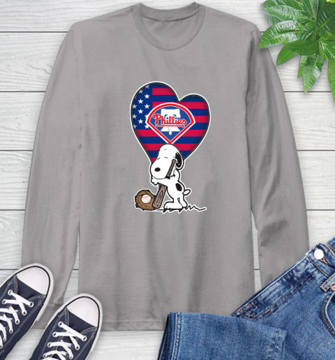 Philadelphia Phillies MLB Baseball The Peanuts Movie Adorable Snoopy Long Sleeve T-Shirt 6