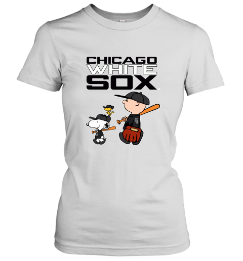 Chicago White Sox Let's Play Baseball Together Snoopy MLB Women's T-Shirt