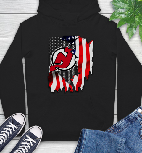 New Jersey Devils NHL Hockey American Flag Hoodie