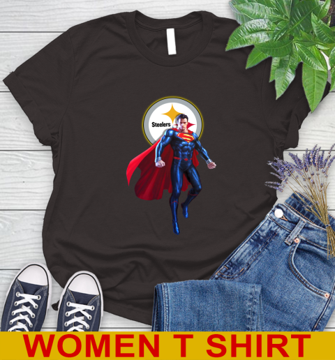 NFL Superman DC Sports Football Pittsburgh Steelers Women's T-Shirt 8