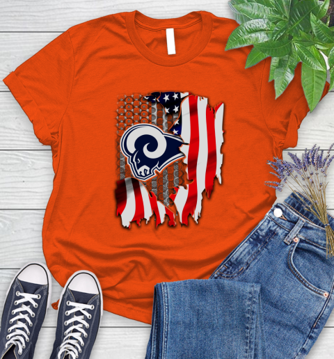 Los Angeles Rams NFL Football American Flag Women's T-Shirt 3
