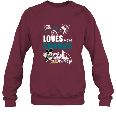 Girl Love Her SAN JOSE SHARKS And Mickey Disney shx2 girl love her san jose sharks and mickey disney sweatshirt 35 front maroon