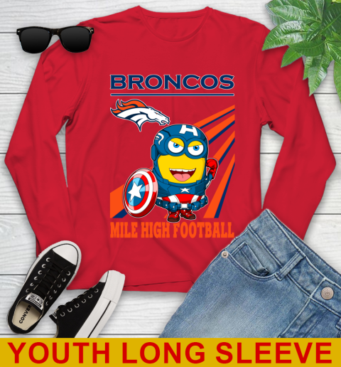 NFL Football Denver Broncos Captain America Marvel Avengers Minion Shirt Youth Long Sleeve 11