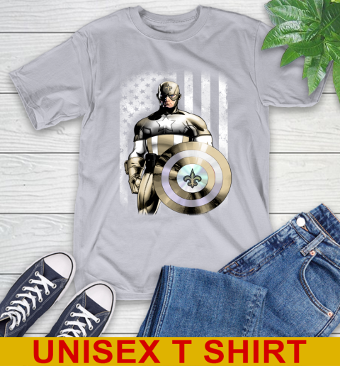 New Orleans Saints NFL Football Captain America Marvel Avengers American Flag Shirt T-Shirt 5