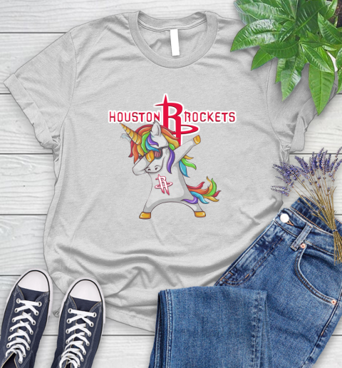 Houston Rockets NBA Basketball Funny Unicorn Dabbing Sports Women's T-Shirt