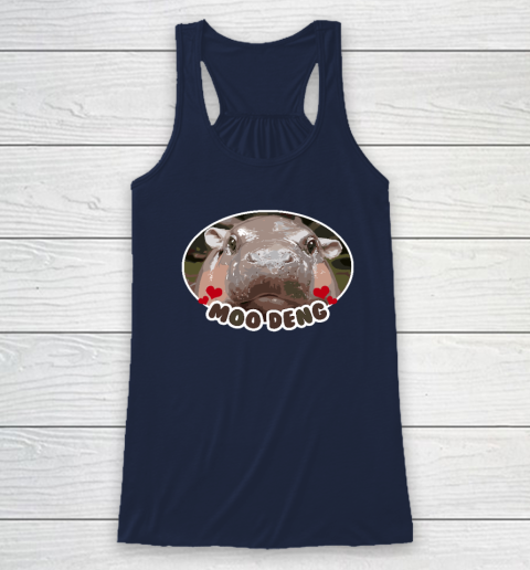 Moo Deng Bouncy Pig in Thai Picture The Cute Baby Hippo Racerback Tank 5