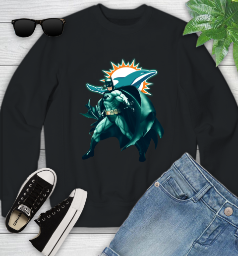 NFL Batman Football Sports Miami Dolphins Youth Sweatshirt 2