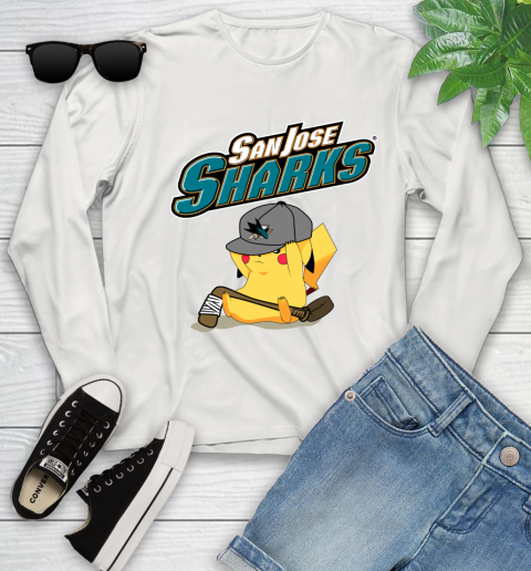 NHL Pikachu Hockey Sports San Jose Sharks Youth Long Sleeve 12