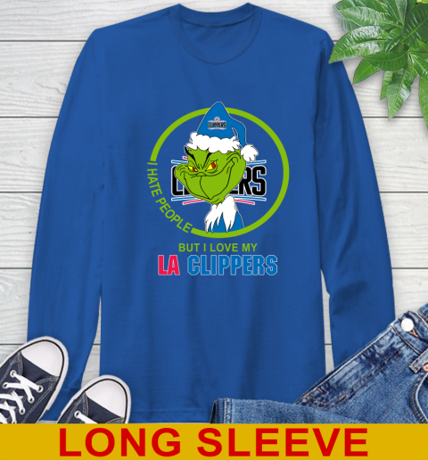 LA Clippers NBA Christmas Grinch I Hate People But I Love My Favorite Basketball Team Long Sleeve T-Shirt 9