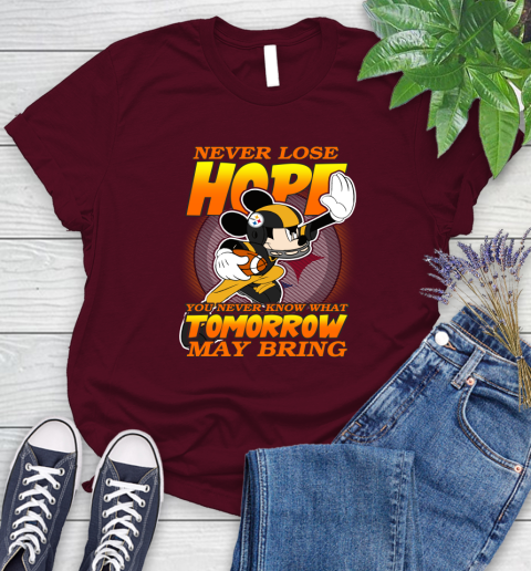 Pittsburgh Steelers NFL Football Mickey Disney Never Lose Hope Women's T-Shirt - Image 8