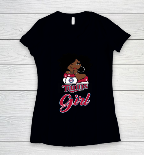Minnesota Twinss Girl MLB Women's V-Neck T-Shirt