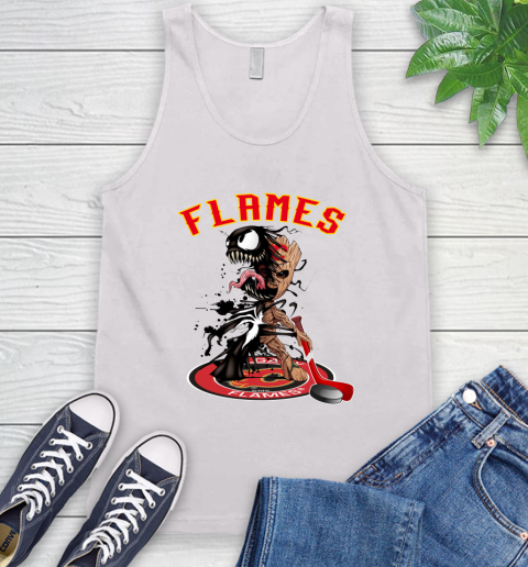 NHL Calgary Flames Hockey Venom Groot Guardians Of The Galaxy Tank Top