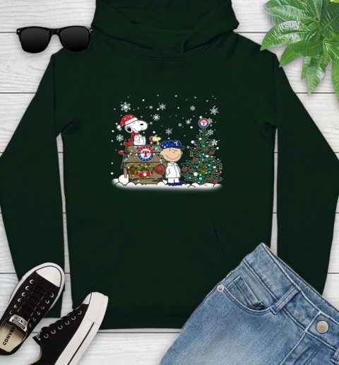 MLB Texas Rangers Snoopy Charlie Brown Christmas Baseball Commissioner's Trophy Youth Hoodie 14