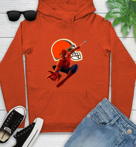 NFL Spider Man Avengers Endgame Football Cleveland Browns Youth Hoodie 5
