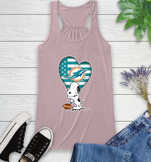 Miami Dolphins NFL Football The Peanuts Movie Adorable Snoopy Racerback Tank 11