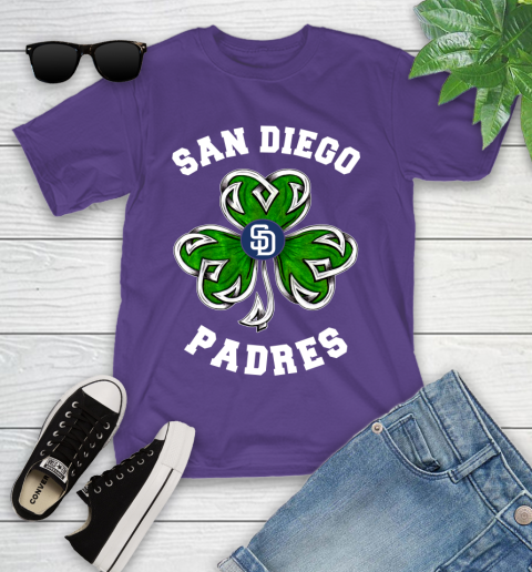 MLB San Diego Padres Three Leaf Clover St Patrick's Day Baseball Sports Youth T-Shirt 3