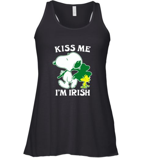 Snoopy And Woodstock Kiss Me I'm Irish St. Patrick's Day Racerback Tank