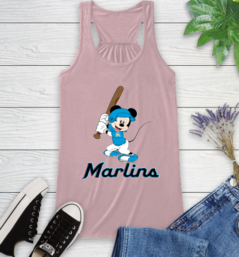 MLB Baseball Miami Marlins Cheerful Mickey Mouse Shirt Racerback Tank 10
