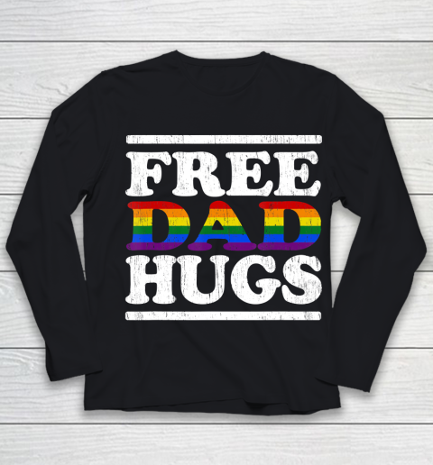 Father gift shirt Love LGBT Gay lesbian pride Vintage Free dad hugs rainbow T Shirt Youth Long Sleeve