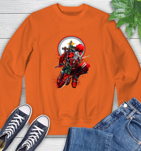 NFL Deadpool Marvel Comics Sports Football Pittsburgh Steelers Sweatshirt 4