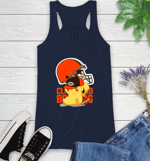 NFL Pikachu Football Sports Cleveland Browns Racerback Tank 12