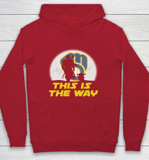 Milwaukee Brewers MLB Baseball Star Wars Yoda And Mandalorian This Is The Way Youth Hoodie 7