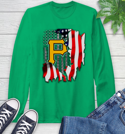 Pittsburgh Pirates MLB Baseball American Flag Long Sleeve T-Shirt 8