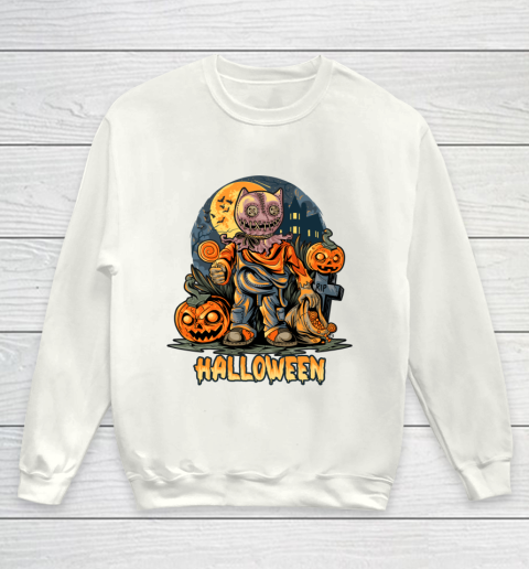 Pumpkin Cat Character for Halloween Youth Sweatshirt