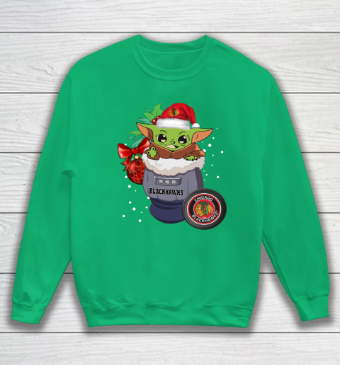 Chicago Blackhawks Christmas Baby Yoda Star Wars Funny Happy NHL Sweatshirt 6