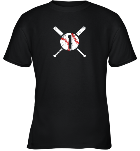 Baseball Number 1 One Shirt Distressed Softball Apparel Youth T-Shirt