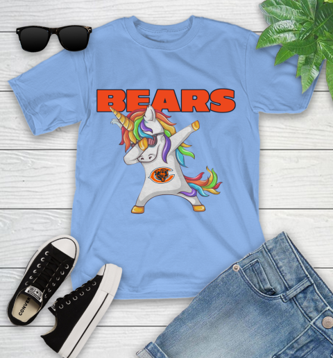 Chicago Bears NFL Football Funny Unicorn Dabbing Sports Youth T-Shirt 11