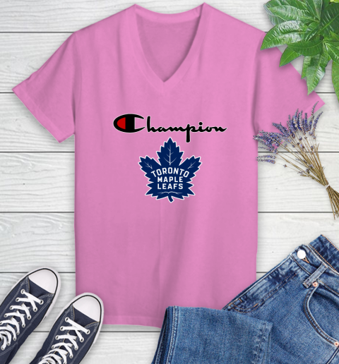NHL Hockey Toronto Maple Leafs Champion Shirt Women's V-Neck T-Shirt 10