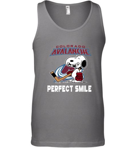 jztx colorado avalanche snoopy perfect smile the peanuts unisex tank 17 front graphite heather