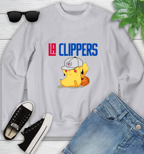 NBA Pikachu Basketball Sports Los Angeles Clippers Youth Sweatshirt 4