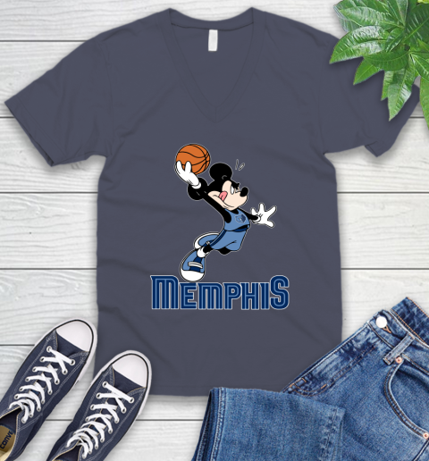 NBA Basketball Memphis Grizzlies Cheerful Mickey Mouse Shirt V-Neck T-Shirt 8