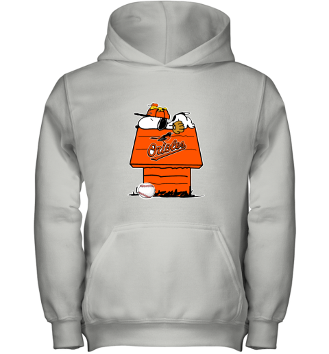Baltimore Orioles Snoopy And Woodstock Resting Together MLB Youth Hoodie