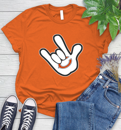 Chicago Bears NFL Football Mickey Rock Hand Disney Women's T-Shirt 4