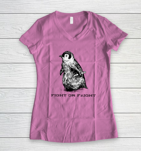 Fight Or Flight Funny Penguin Pun Women's V-Neck T-Shirt - Image 7