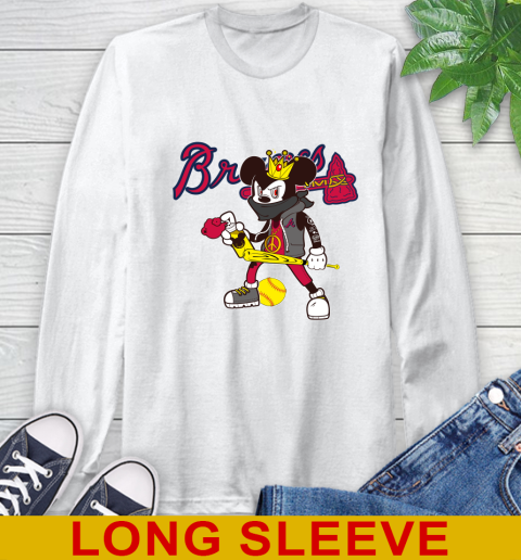 Atlanta Braves MLB Baseball Mickey Peace Sign Sports Long Sleeve T-Shirt
