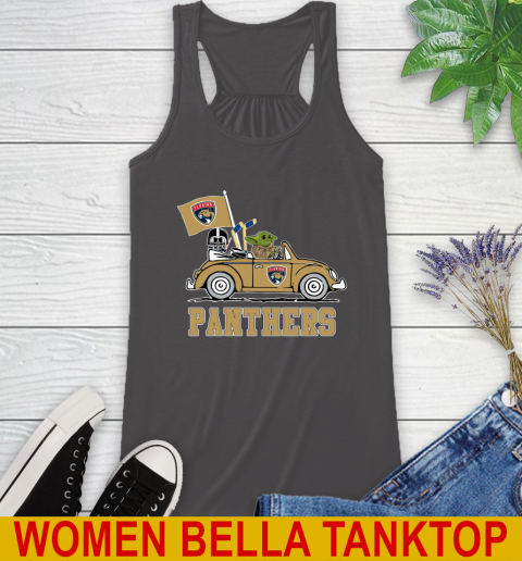 NHL Hockey Florida Panthers Darth Vader Baby Yoda Driving Star Wars Shirt Racerback Tank 12