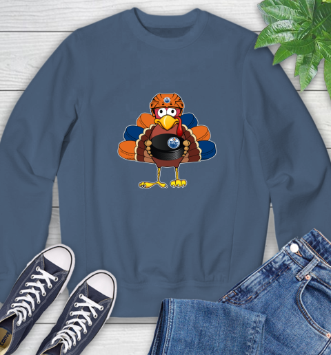 Edmonton Oilers Turkey Thanksgiving Day Sweatshirt 7