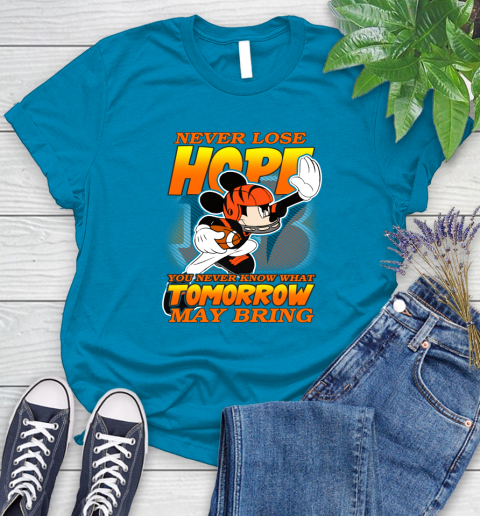 Cincinnati Bengals NFL Football Mickey Disney Never Lose Hope Women's T-Shirt 10