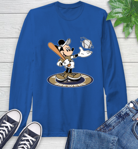 MLB Baseball Milwaukee Brewers Cheerful Mickey Disney Shirt Long Sleeve T-Shirt 10