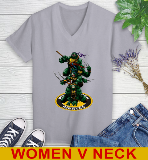 MLB Baseball Pittsburgh Pirates Teenage Mutant Ninja Turtles Shirt Women's V-Neck T-Shirt 5